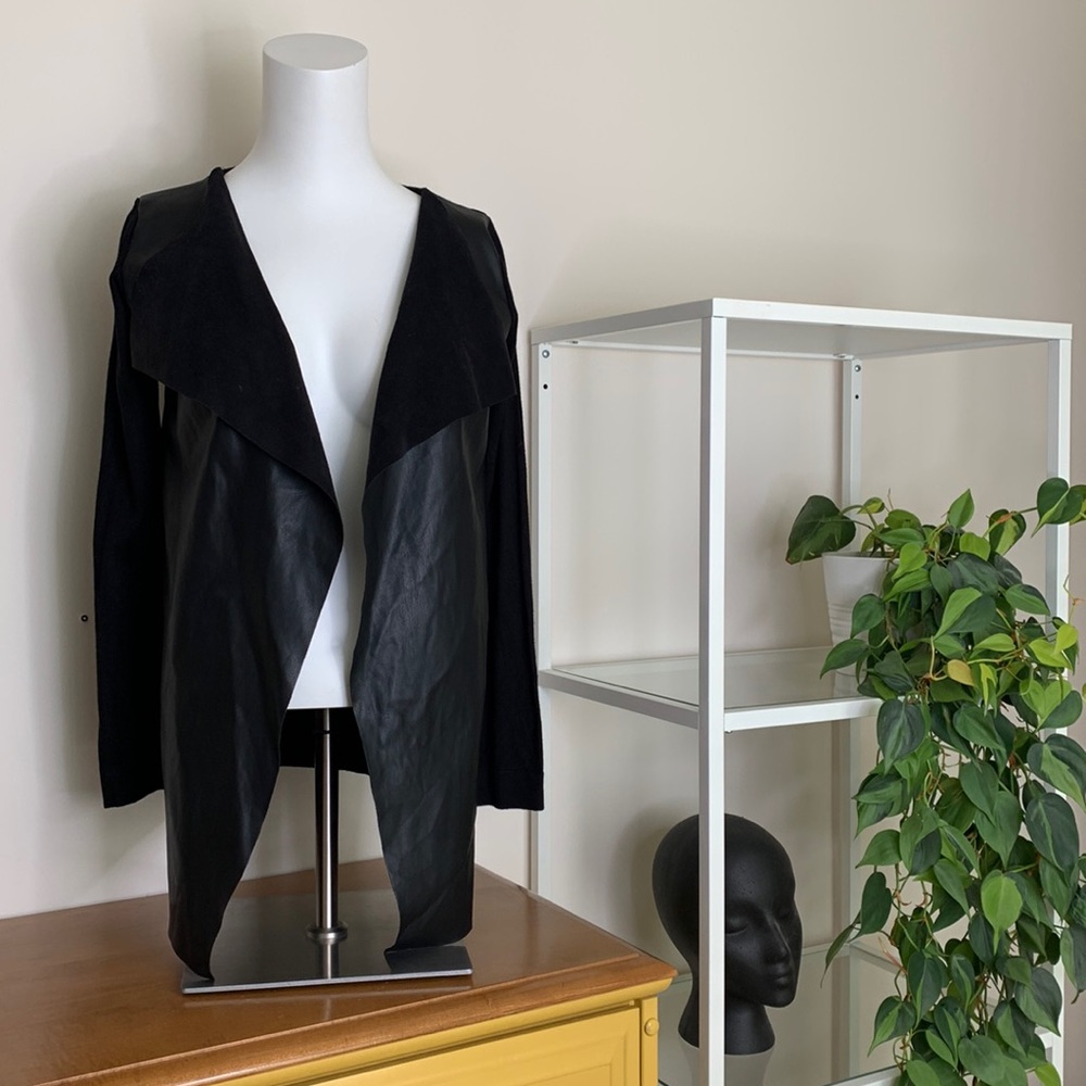 Sold ❌ Zara ⎮ Faux leather open front cardigan - Picture 1 of 9